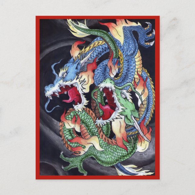 Dubbla Dragons Vykort (Framsida)