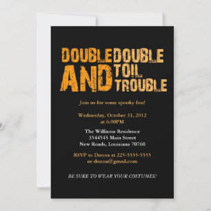 Dubbla Dubbla - olja och problem Halloween fest Inbjudningar