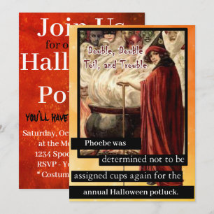 Dubbla, Dubbla, olja och trubbel Halloween Potluck Inbjudningar