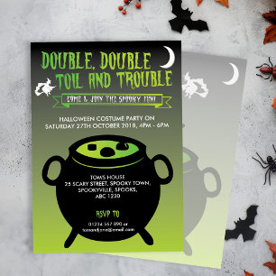 "Dubbla, dubbla toil & problem" Halloween inbjudan