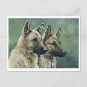 "Dubbla Duty" German Shepherd Art Postcards Vykort
