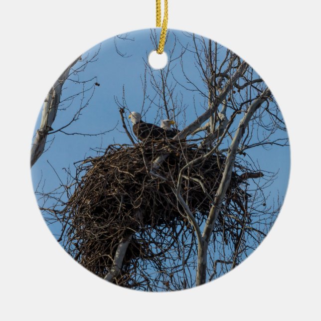 Dubbla Eagle-problem Julgransprydnad Keramik (Framsidan)