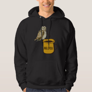 Dubbla Espresso Coffee Cute Funny Uggla Fågelskådn Hoodie