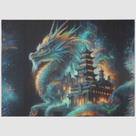 Dubbla Exponering för kinesisk dragon och templavb
