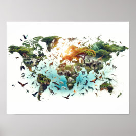 Dubbla Exponering för världskarta och Poster skoga