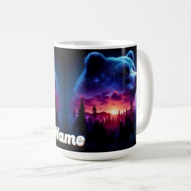 Dubbla Exponering nära Porträtt med solnedgång Kaffemugg (Framsida höger)