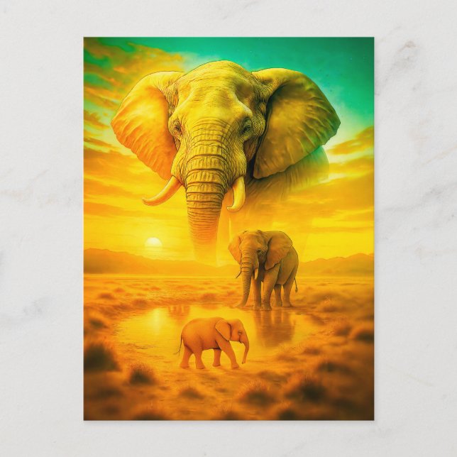 Dubbla Exponering Porträtt i African Elephant Helg Vykort (Framsida)