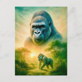 Dubbla Exponering Porträtt i berget Gorilla Helg Vykort