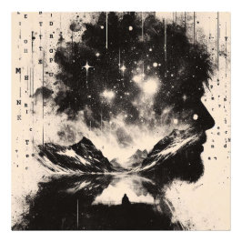 Dubbla Exposure Man Profile City Skyline Fototryck