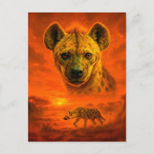 Dubbla Exposure Porträtt of African Hyena Helg Vykort