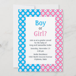 Dubbla Färg Boy eller Girl Polka-Dot Gender Reveal Inbjudningar