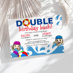 Dubbla Firande | Kids Bassäng Födelsedagsfest Inbjudningar<br><div class="desc">Dubblans födelsedag för en simmande för barn i bassäng party,  med barn som stuckit i ett bassäng,  en strand boll,  en ring av gummi och en födelsedagsmall som är lätt att använda.</div>