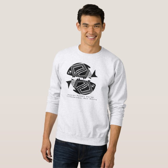 Dubbla Fish, Mimbres Pottery Design T-Shirt Lång Ärmad Tröja (Hel framsida)