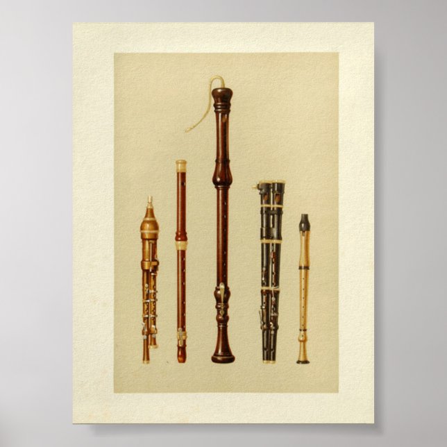 Dubbla Flageolets, German Flute, Flutes Douces Poster (Framsidan)