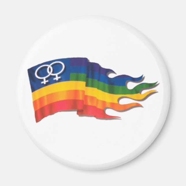 Dubbla Flagga för kvinnligt Pride Magnet (Framsidan)