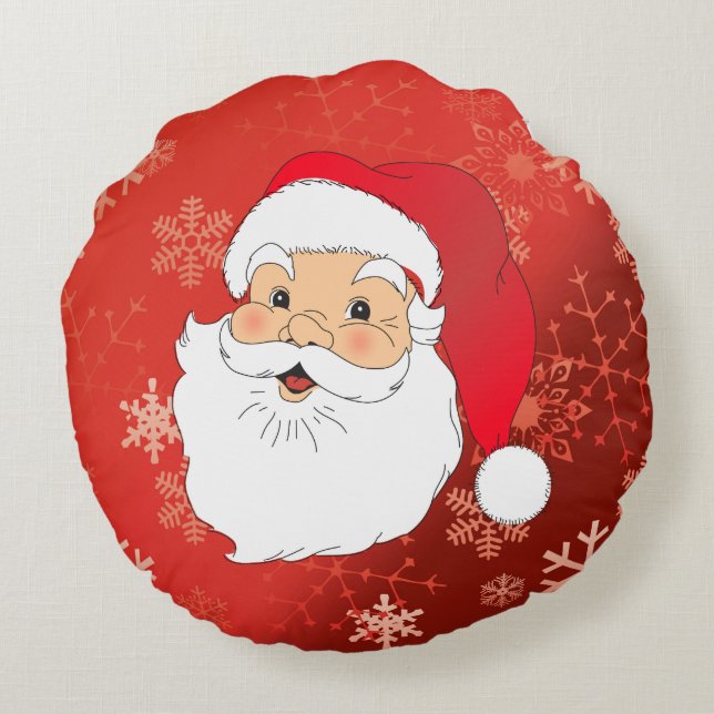 Dubbla för jul Santa och snögubbesid Rund Kudde (Baksidan)