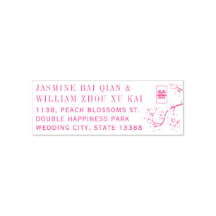 Dubbla för persiko-/plommonBlommar: lycka i Bröllo Självfärgande Stämpel