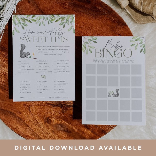 Dubbla för träskekorre, babyskal spelkort inbjudningar (Skapare uppladdad)