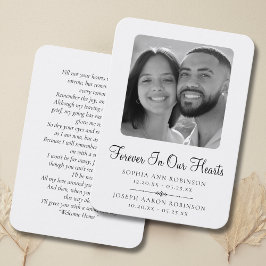 Dubbla Foto Memorial Funeral Prayer Card Visitkort