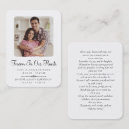 Dubbla Foto Modern Memorial Funeral Prayer Card Visitkort