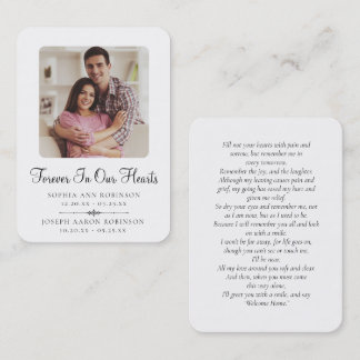 Dubbla Foto Modern Memorial Funeral Prayer Card Visitkort