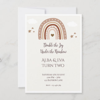 Dubbla glädjen under regnbågen – Redigerbar tvilli Kort