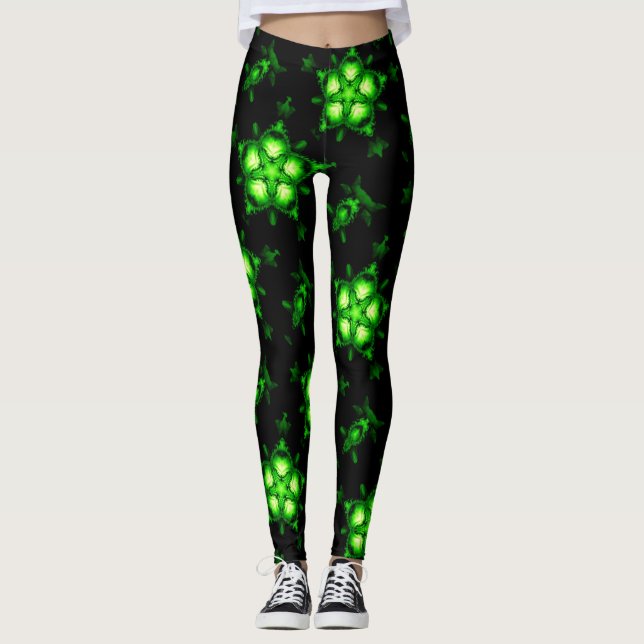 dubbla grönt stjärnor med svart  leggings (Framsida)