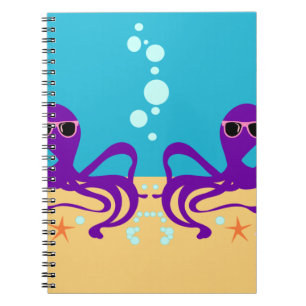 Dubbla Groovy Octopus Anteckningsbok Med Spiral