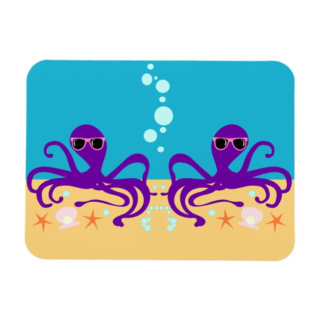 Dubbla Groovy Octopus Magnet (Horisontell)