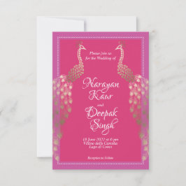 Dubbla Guld Peacocks indisk Inbjudningar