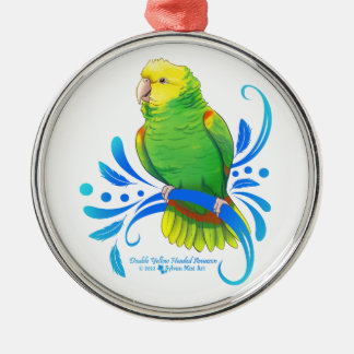 Dubbla Gult Headed Amazon Parrot Julgransprydnad Metall
