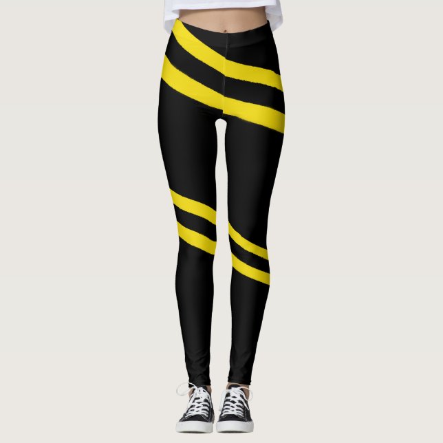 Dubbla gult linjer designade benägenheter leggings (Framsida)