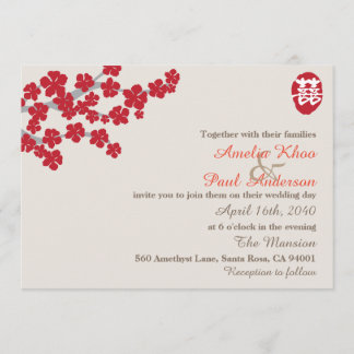 Dubbla Happiness China Wedbjudande inbjudan