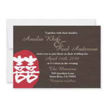 Dubbla Happiness China Wedbjudande inbjudan