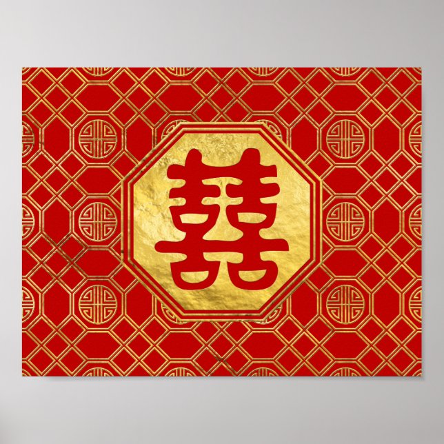 Dubbla Happiness Feng Shui Symbol Poster (Framsidan)