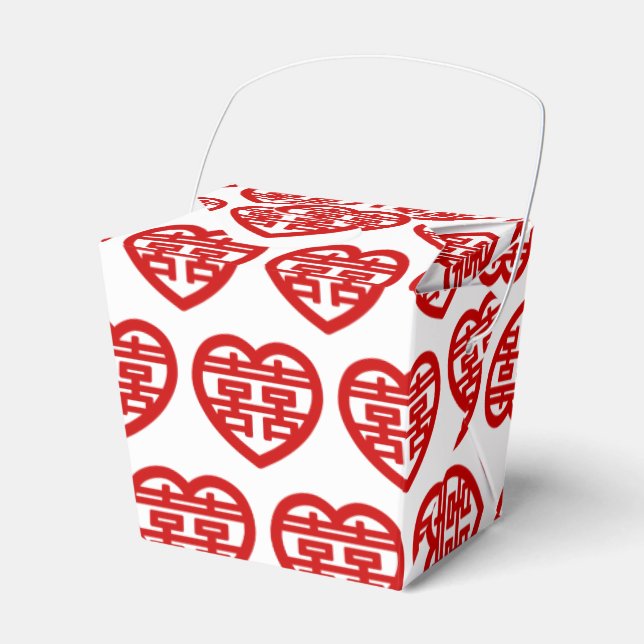 Dubbla Happity 囍 Shuangxi Chinese Hanzi Heart Presentaskar (Framsidan Sidan)