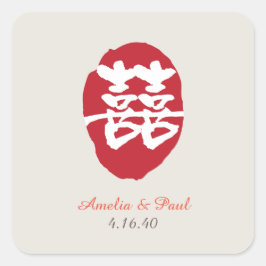 Dubbla Happity China Bröllop Sticker Fyrkantigt Klistermärke