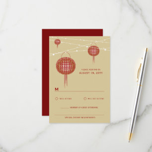 Dubbla Happity Glowing Lanterns Chinese Bröllop OSA Kort