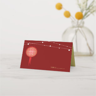 Dubbla Happity Glowing Lanterns Chinese Bröllop Placeringskort