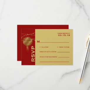 Dubbla Happity Golden Lanterns Chinese Bröllop OSA Kort