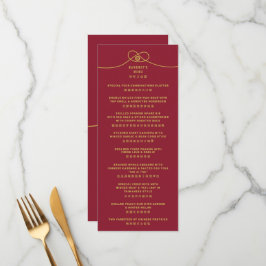 Dubbla Happity Knot Chinese Bröllop Menu Card Meny