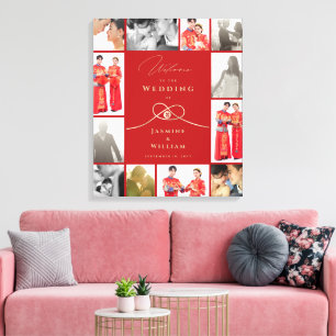Dubbla Happity Knot Chinese Bröllop Photo Canvas