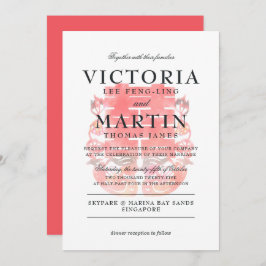 Dubbla Happity & Mandarin Ankor kinesisk Bröllop Inbjudningar