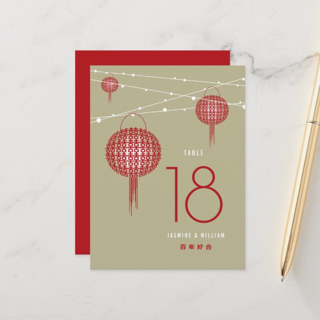 Dubbla Happity Red LanternChinese Bordsnummer (Fram/Back In Situ)