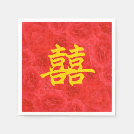 Dubbla Happity Rik Röd ros Blommar Pappersservett