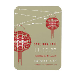 Dubbla Happy Red Lanterns Asian Save Date Magnet