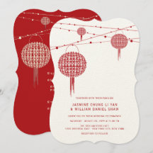 Dubbla Happy Red Lanterns Chic China Bröllop