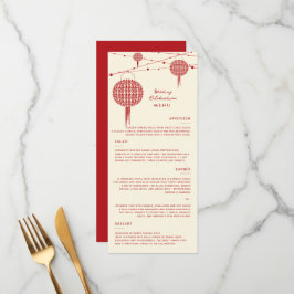 Dubbla Happy Red Lanterns Chic China Bröllop Meny