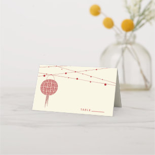 Dubbla Happy Red Lanterns Chic China Bröllop Placeringskort