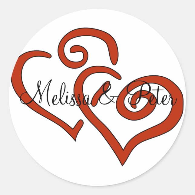 Dubbla Hearearts Seal Sticker Runt Klistermärke (Framsida)